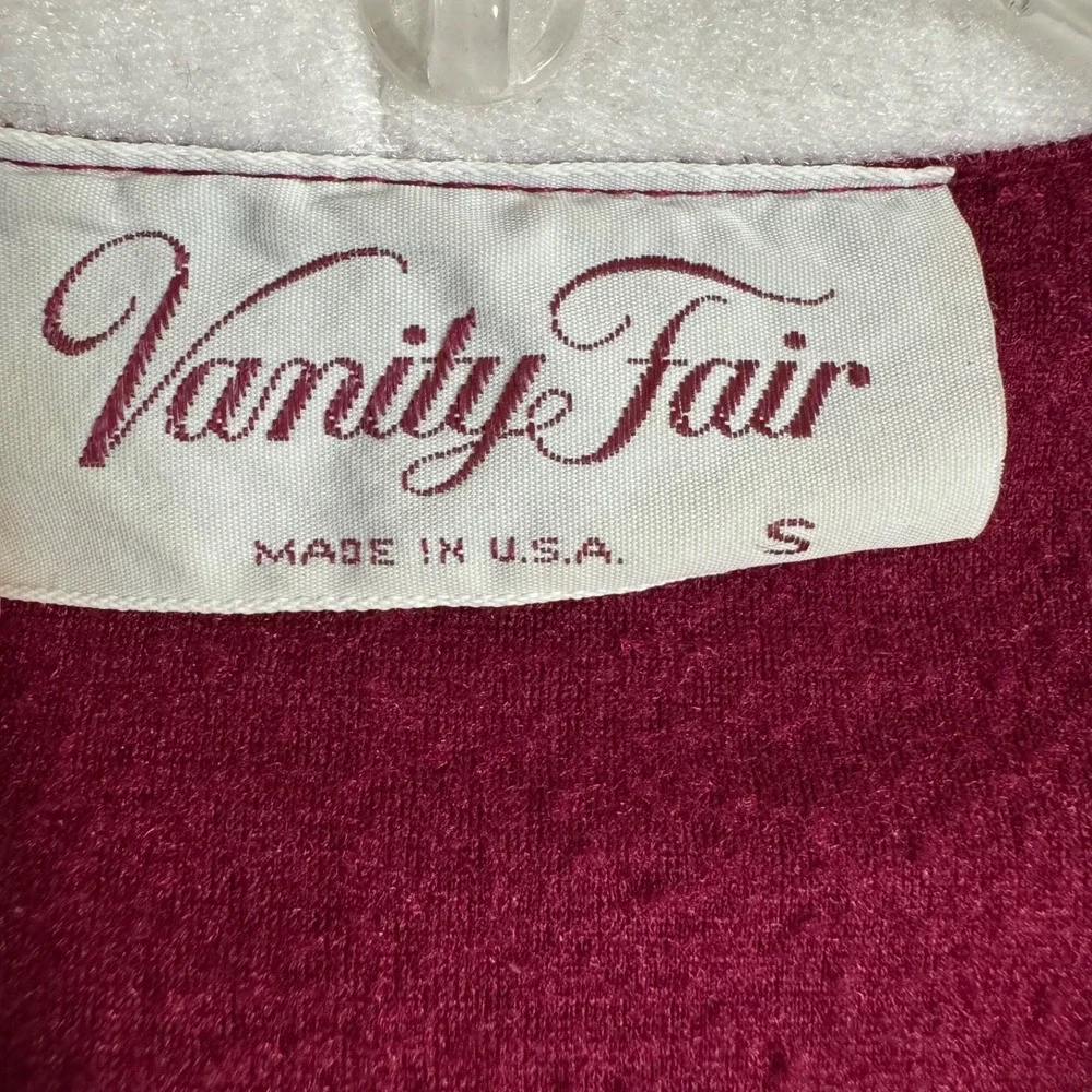 Vintage 70s Vanity Fair Burgundy Maxi Housecoat‎ Robe 1/3 Zip Embroidered Size S